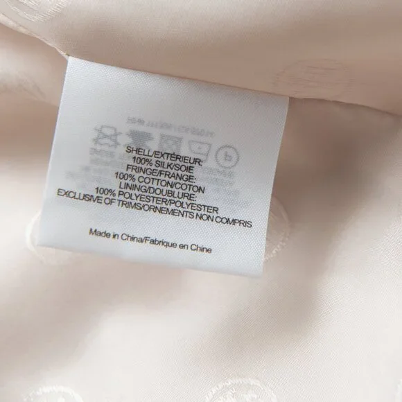 Tory Burch Julian Fringe Jacket Statement Coat Evening Silk Khaki Nude Size 2 - Picture 5 of 8